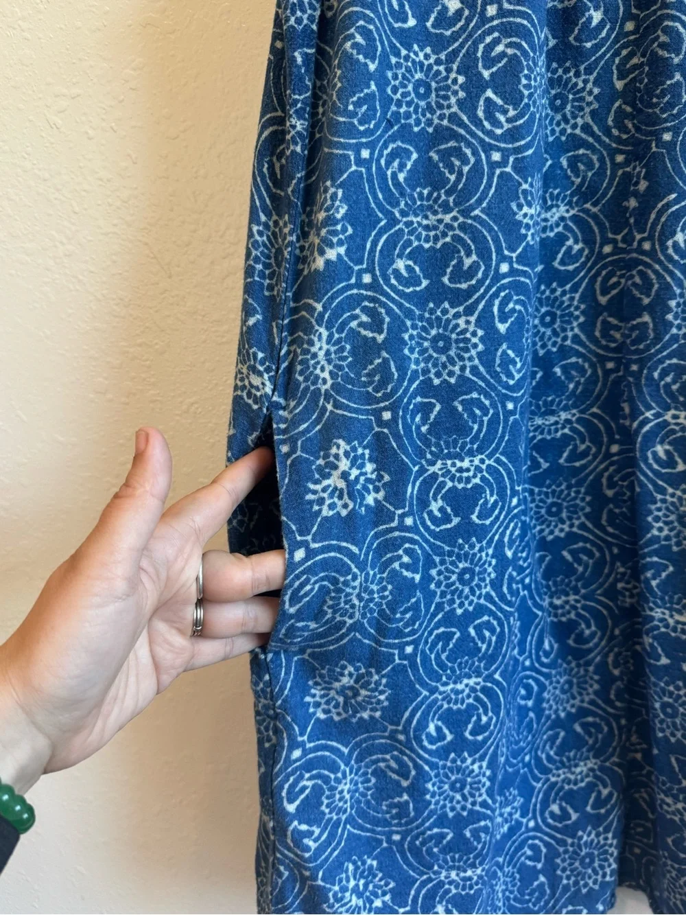 Madewell Indigo Printed Cotton Mini Dress | Size Small - Picture 2 of 8